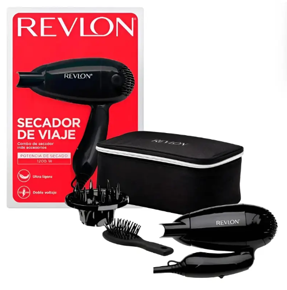 Secador de viaje + Kit accesorios revlon